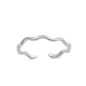 Sterling Silver Waves Toe Ring – Adjustable